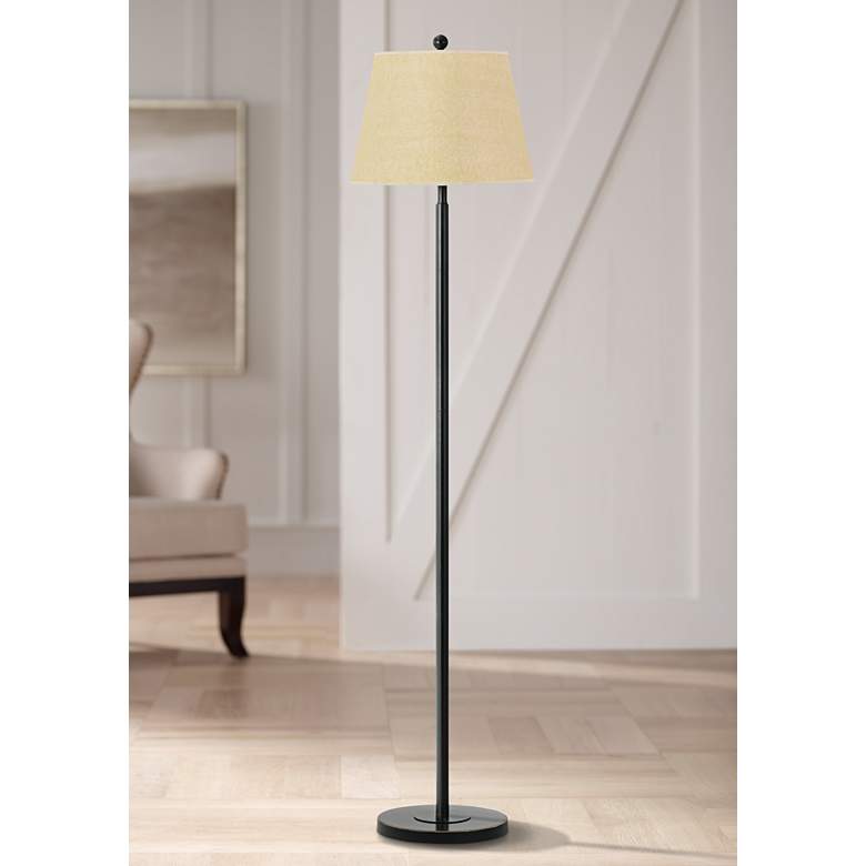 Image 1 Cal Lighting 60" High Hard Back Shade Dark Bronze Floor Lamp