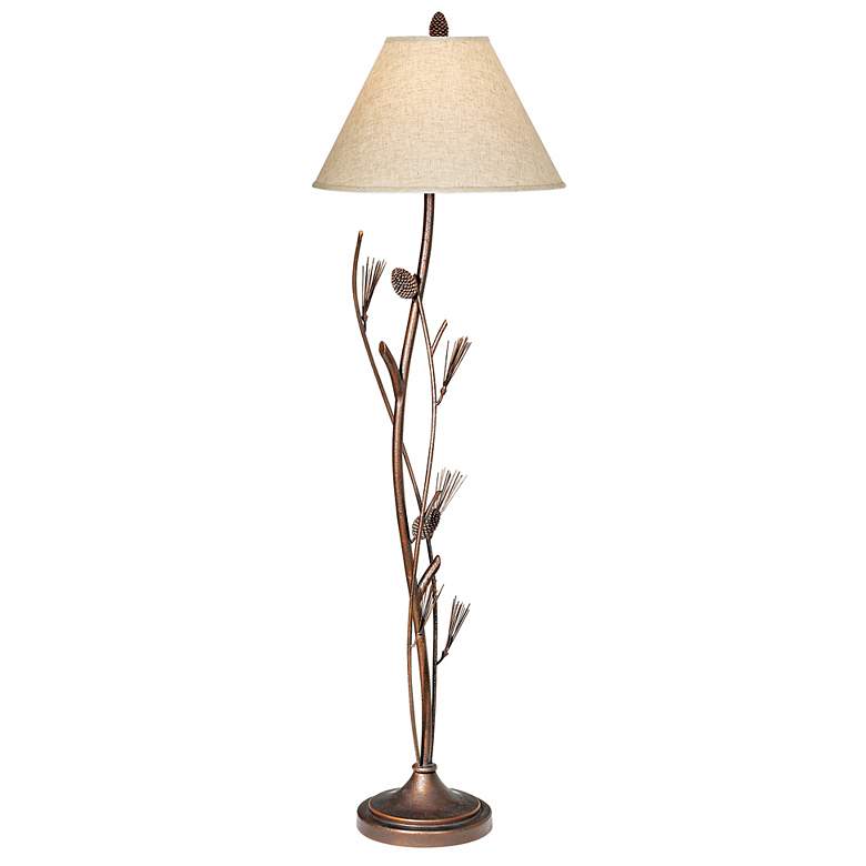 Image 2 Cal Lighting 60 inch High Rustic Iron Pine Cone Floor Lamp