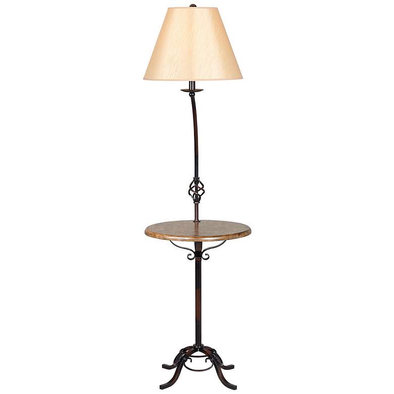 Image 4 Cal Lighting 61 1/2 inch Rustic Wrought Iron Wood Table Floor Lamp more views