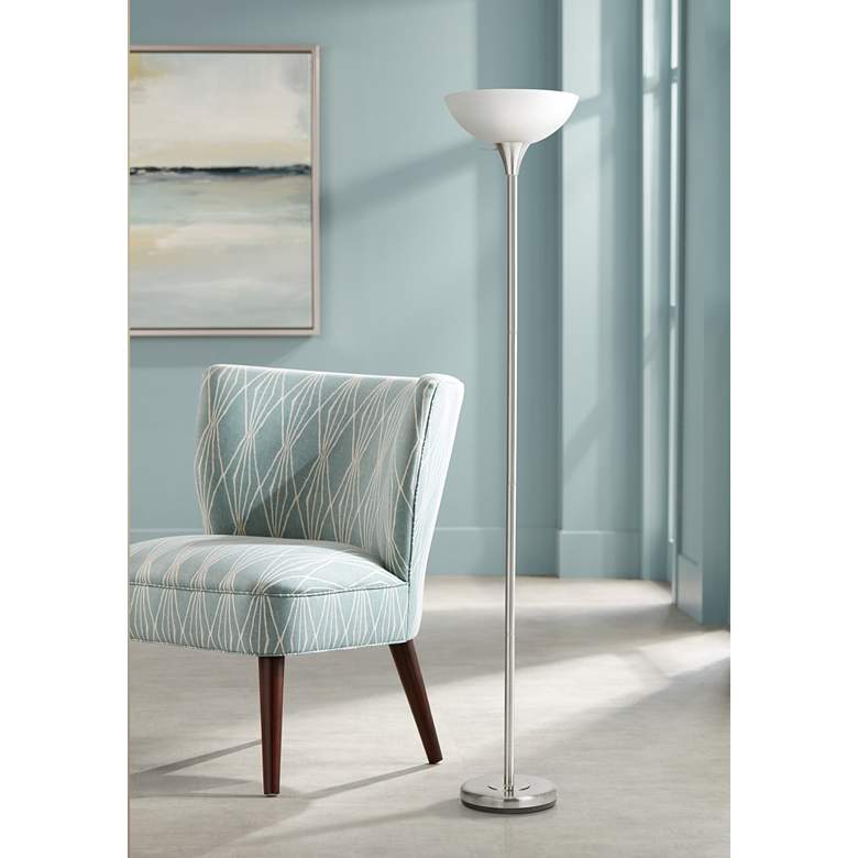 Image 1 Cal Lighting 70" High Brushed Steel Modern Torchiere Floor Lamp