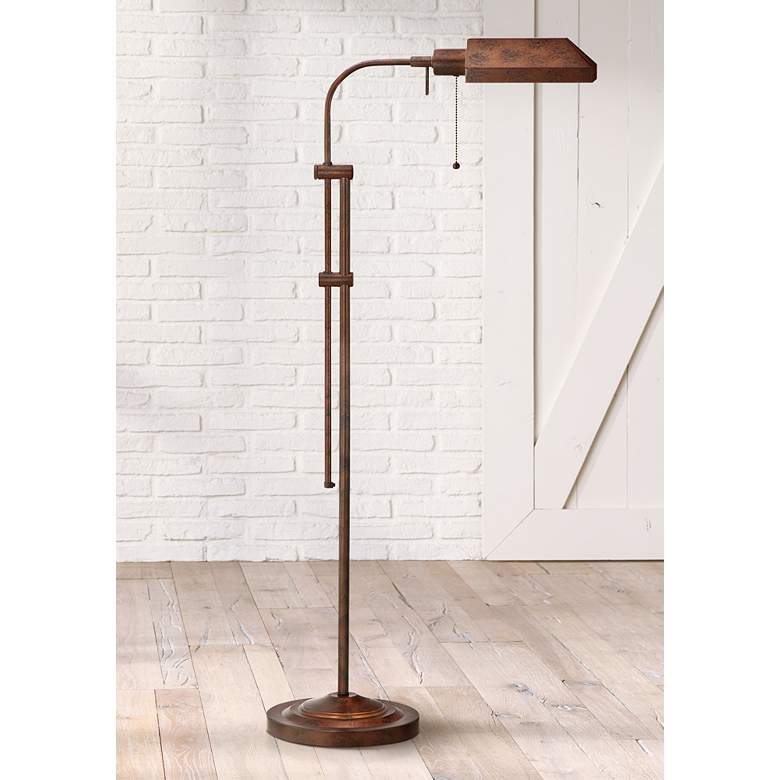 Image 1 Cal Lighting Adjustable Pole Rust Metal Pharmacy Floor Lamp