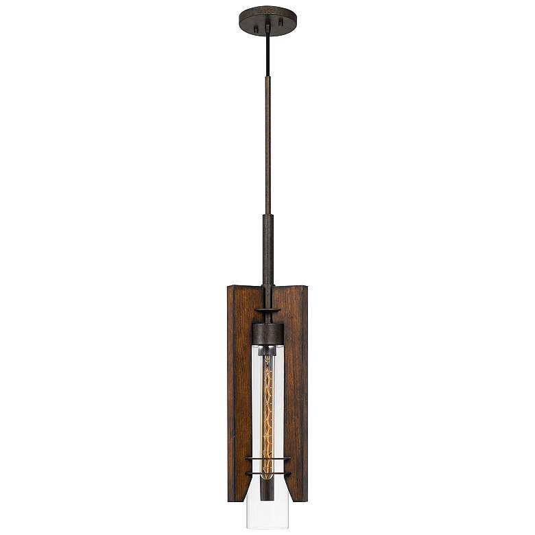 Image 2 Cal Lighting Almeria 7" Wide Pinewood Mini Pendant Light
