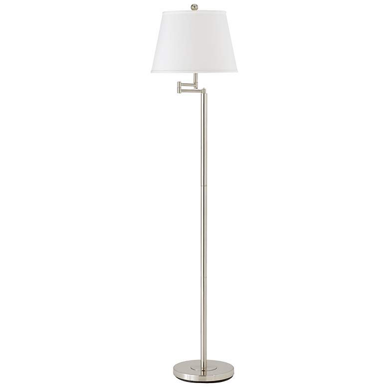 Image 2 Cal Lighting Andros 60 inch Brushed Steel Swing Arm Floor Lamp