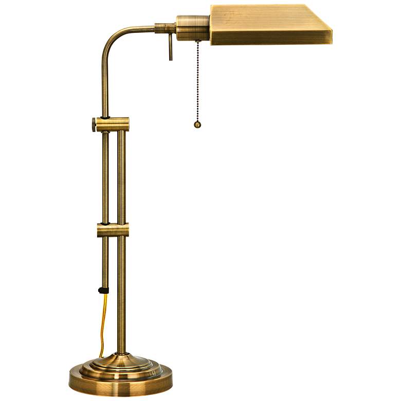 Image 2 Cal Lighting Antique Brass Metal Adjustable Pole Pharmacy Desk Lamp