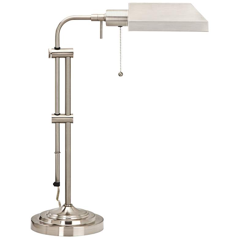 Image 2 Cal Lighting Antique Brushed Steel Metal Adjustable Pole Pharmacy Desk Lamp