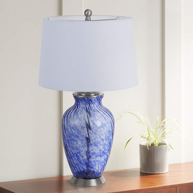 Image 1 Cal Lighting Ashland 28 inch High Sky Blue Art Glass Jar Table Lamp