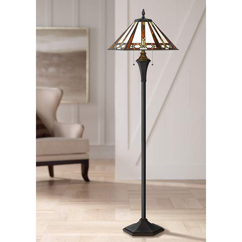 Image 1 Cal Lighting Autumn 61" High Tiffany-Style Stained Glass Floor Lamp