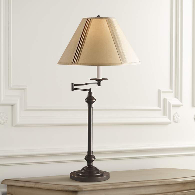 Image 1 Cal Lighting Bellhaven 29 1/2 inch High Dark Bronze Swing Arm Lamp