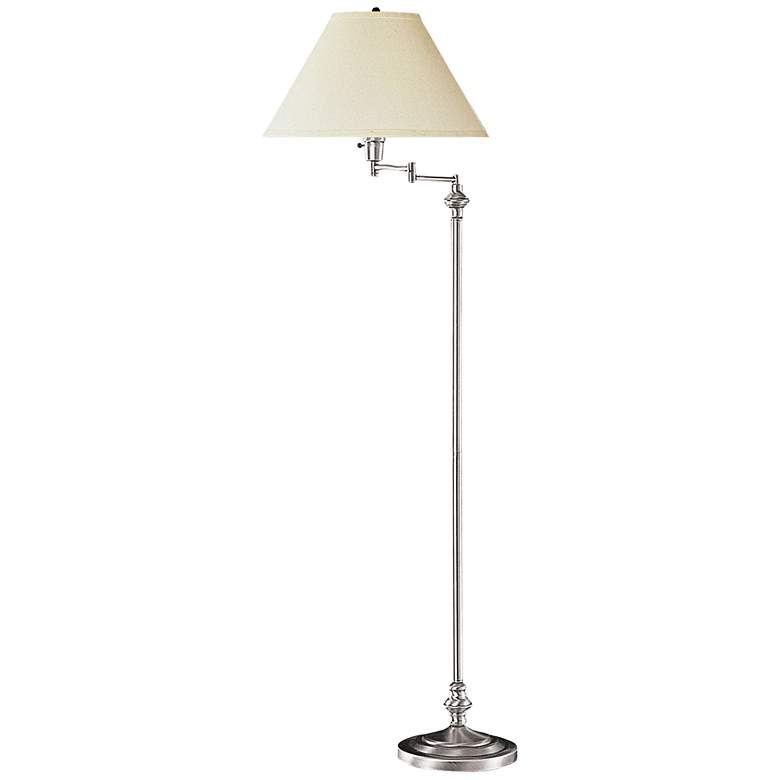 Image 1 Cal Lighting Bellhaven 59 inch Brushed Steel Swing Arm Floor Lamp