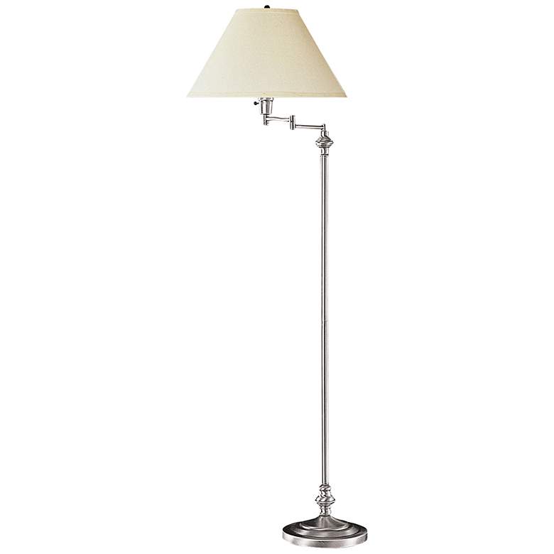 Image 1 Cal Lighting Bellhaven 59" Brushed Steel Swing Arm Floor Lamp