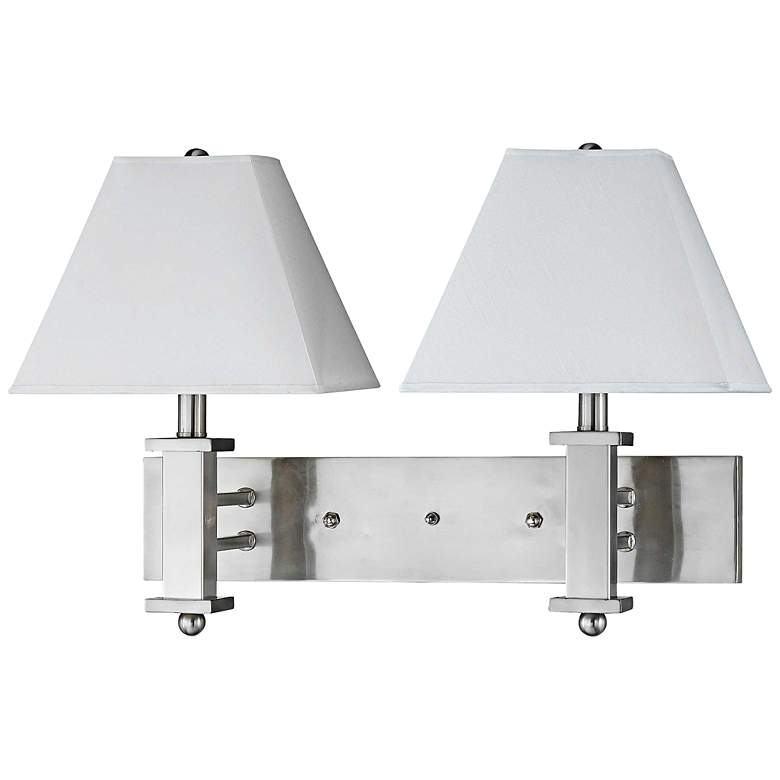 Image 1 Cal Lighting Brushed Steel 2-Light Plug-In Wall Lamp