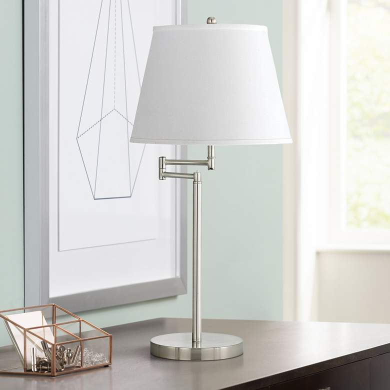 Image 1 Cal Lighting Candros 28 inch Brushed Steel Adjustable Swing Arm Lamp