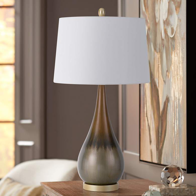 Image 1 Cal Lighting Carmi 30 inch Satin Ombre Taupe Metal Bowling Pin Table Lamp
