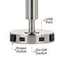 4_Cal Lighting Carver 30" High Brushed Steel Power Outlet USB Table Lamp more views