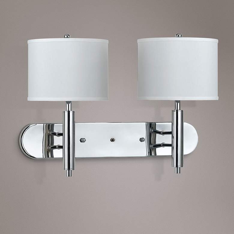 Image 1 Cal Lighting Chrome 2-Light Plug-In Wall Lamp