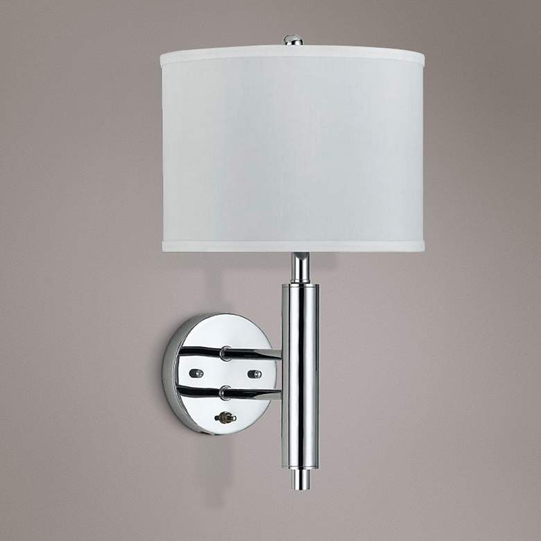Image 1 Cal Lighting Chrome Rounded Plug-In Wall Lamp