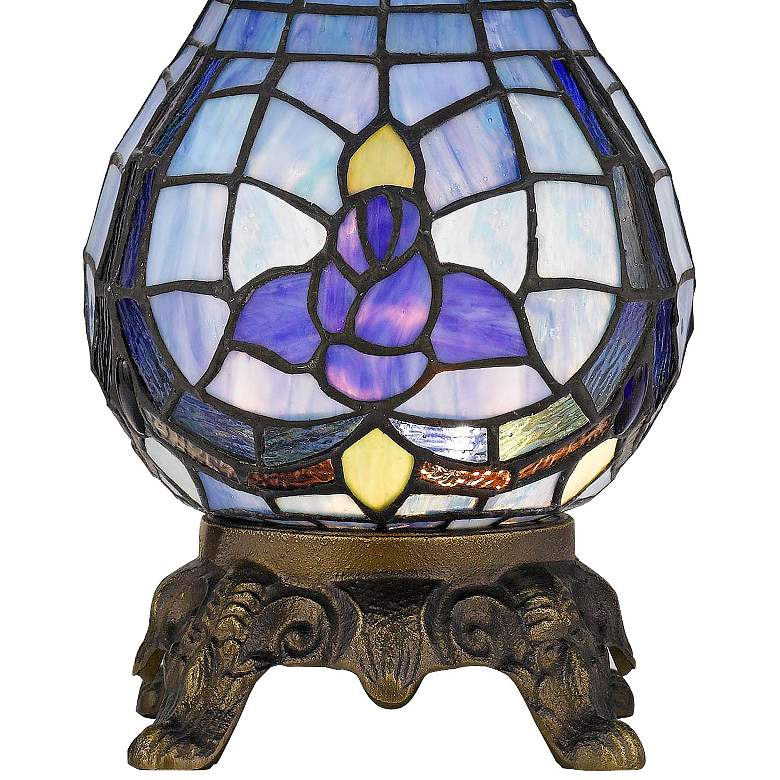 Image 4 Cal Lighting Cobalt Blue Flower 19 3/4 inch Tiffany-Style Night Light Lamp more views