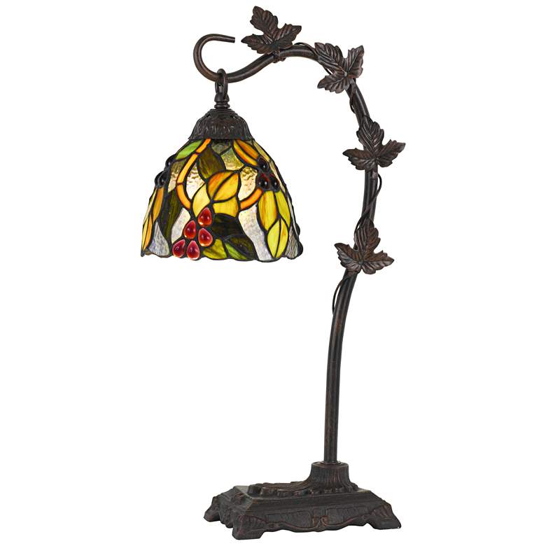 Image 2 Cal Lighting Cotulla 24" Vine and Leaf Tiffany-Style Glass Desk Lamp