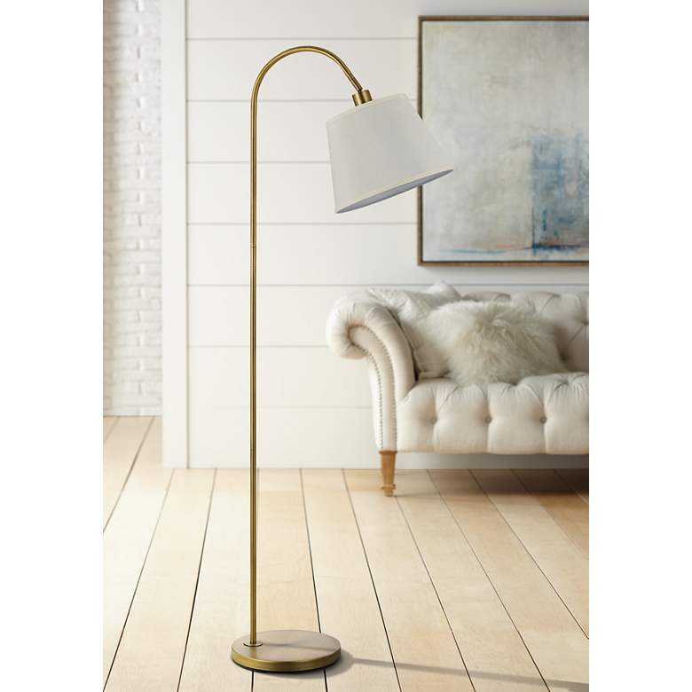 Image 1 Cal Lighting Covington 60 inch Antique Brass Metal Down Bridge Floor Lamp