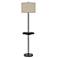 Cal Lighting Crofton 62" Dark Bronze Tray Table USB Floor Lamp