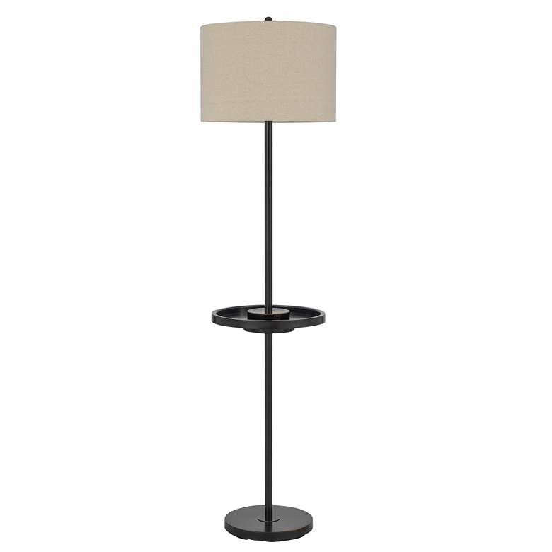 Image 1 Cal Lighting Crofton 62" Dark Bronze Tray Table USB Floor Lamp