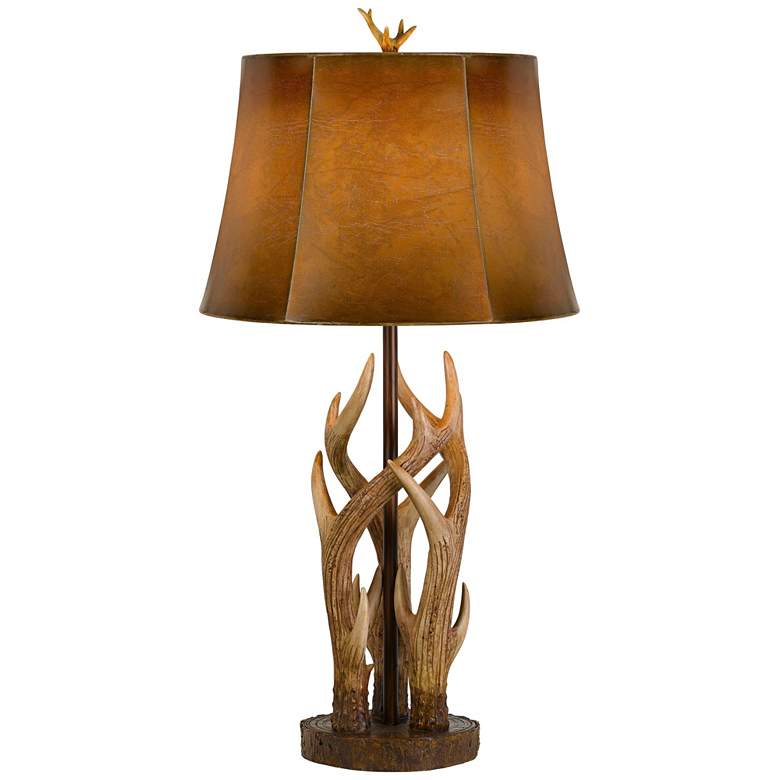 Image 2 Cal Lighting Darby 32 1/2 inch Faux Deer Antler Rustic Western Table Lamp