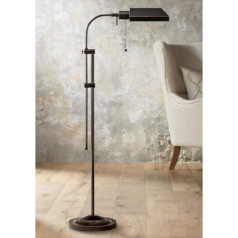 Image 1 Cal Lighting Dark Bronze Adjustable Pole Pharmacy Metal Floor Lamp
