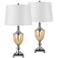 Cal Lighting Derby 28 1/2" Silver and Amber Glass Table Lamp Set of 2