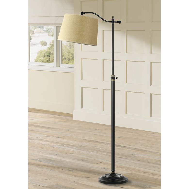 Image 1 Cal Lighting Downbridge Adjustable Height Dark Bronze Finish Floor Lamp