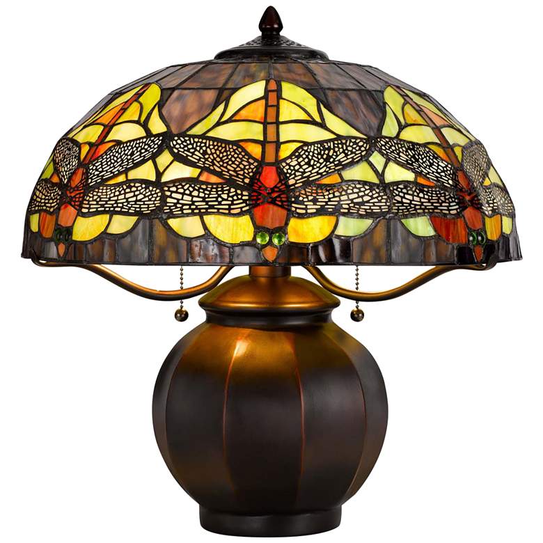 Image 2 Cal Lighting Dragon Fly 18 1/4" Bronze Tiffany-Style Glass Accent Lamp