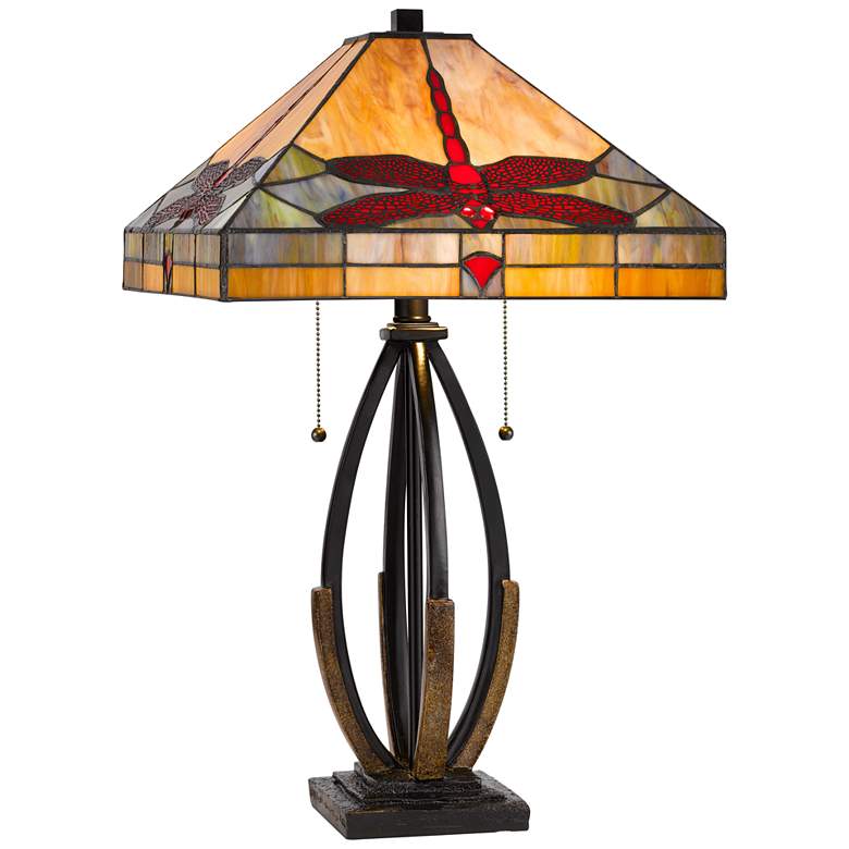 Image 2 Cal Lighting Dragon Fly 23 3/4" Dark Bronze Art Glass Table Lamp