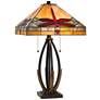 2_Cal Lighting Dragon Fly 23 3/4" Dark Bronze Art Glass Table Lamp