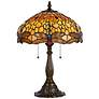 Cal Lighting Dragonfly 23" Brass Amber Tiffany-Style Table Lamp