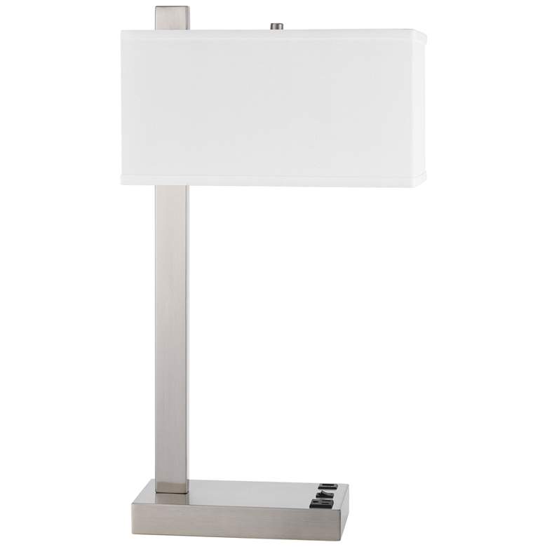 Image 2 Cal Lighting Drancy 25 inch Brushed Steel Outlet and USB Desk Lamp