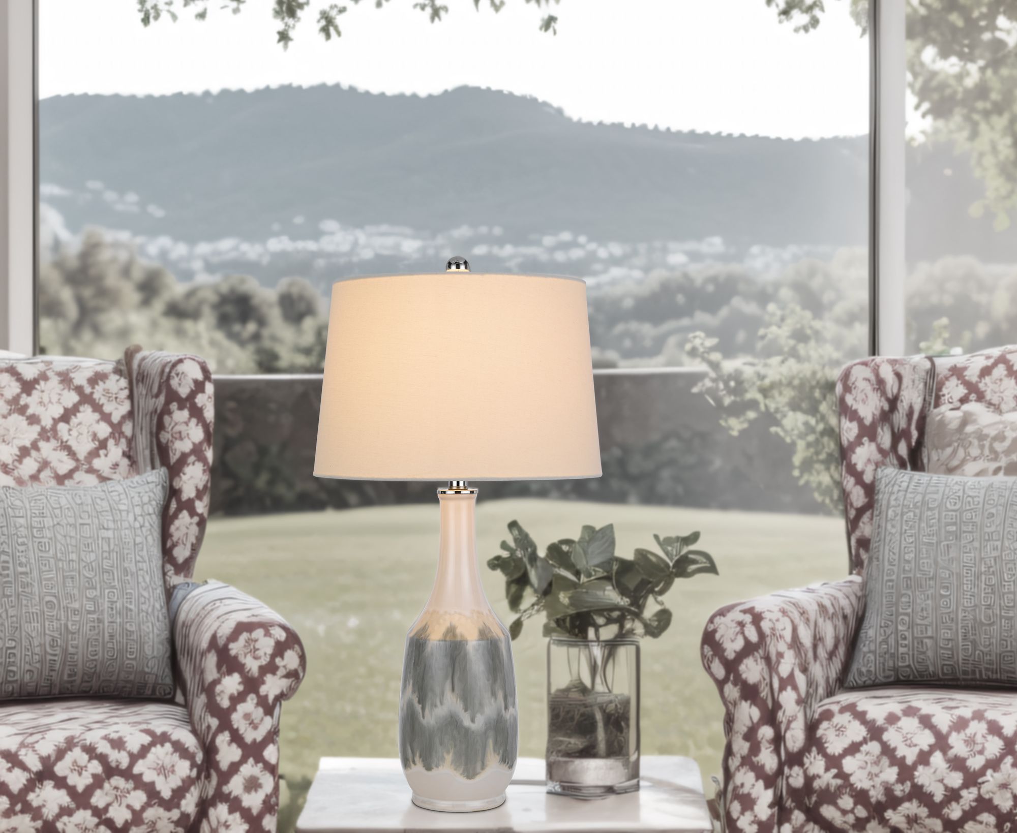 Image 5 Cal Lighting Ely 28 1/2" High Modern White and Gray Ceramic Table Lamp more views