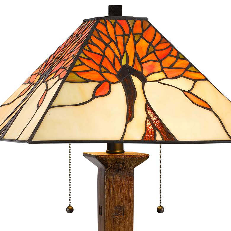 Image 4 Cal Lighting Fiery Orange 23" High Faux Wood Art Glass Table Lamp more views