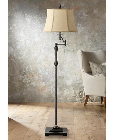 Cal Lighting Granville 61" High Oil-Rubbed Bronze Swing Arm Floor Lamp