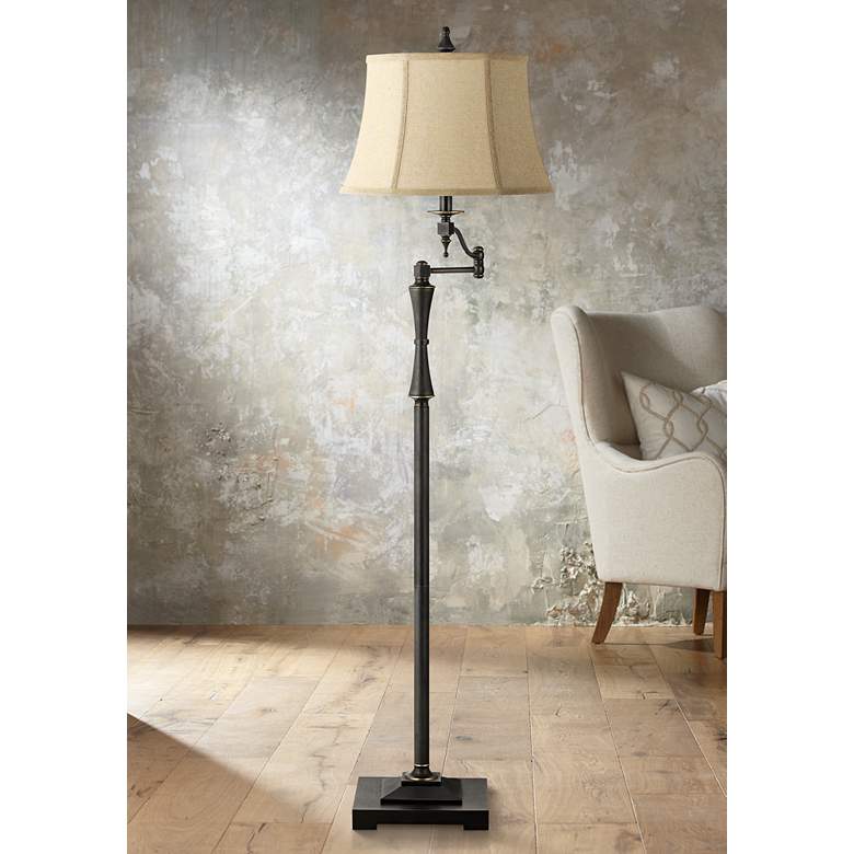 Image 1 Cal Lighting Granville 61" High Oil-Rubbed Bronze Swing Arm Floor Lamp