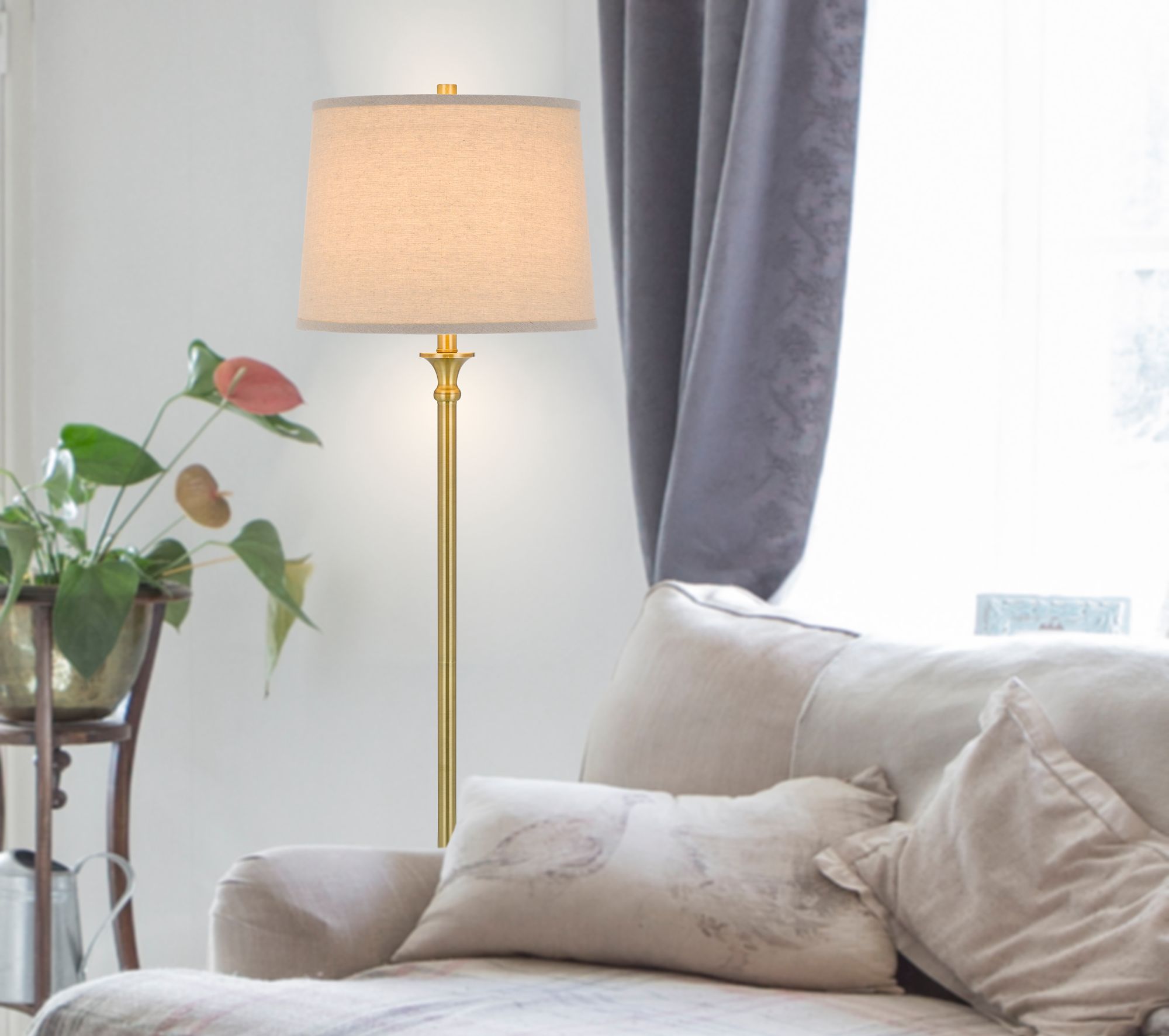 Image 5 Cal Lighting Hailey 61" High Antique Brass Finish Floor Lamp more views