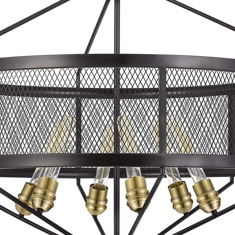 Image 3 Cal Lighting Halle 30" Antique Brass and Black 6-Light Drum Chandelier more views