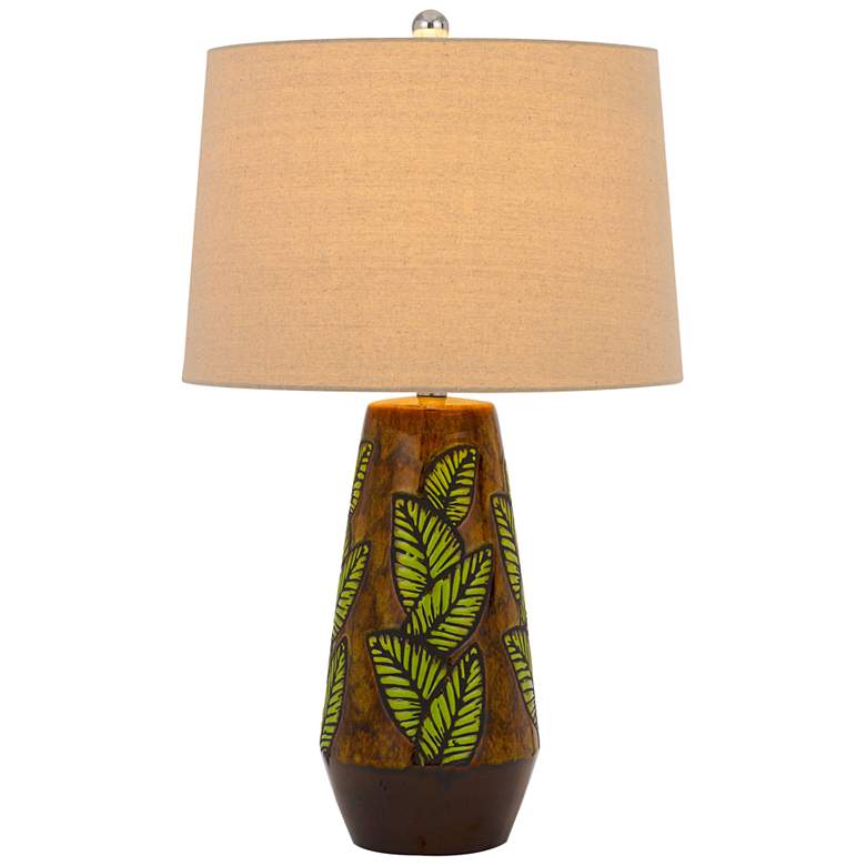 Image 6 Cal Lighting Hanson 28 1/2" Cocoa Leaf Print Ceramic Table Lamp more views