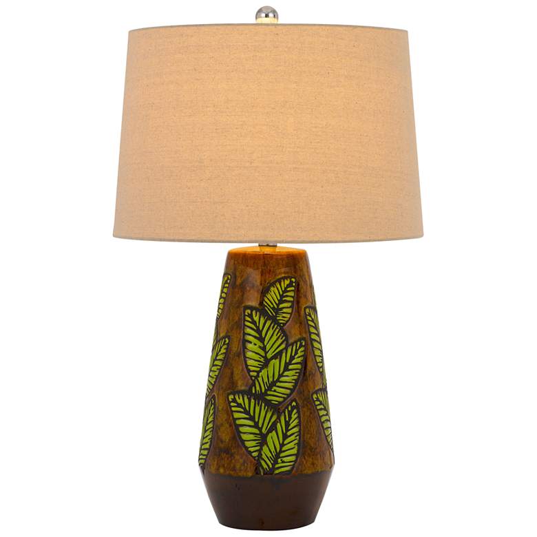 Image 6 Cal Lighting Hanson 28 1/2 inch Cocoa Leaf Print Ceramic Table Lamp more views