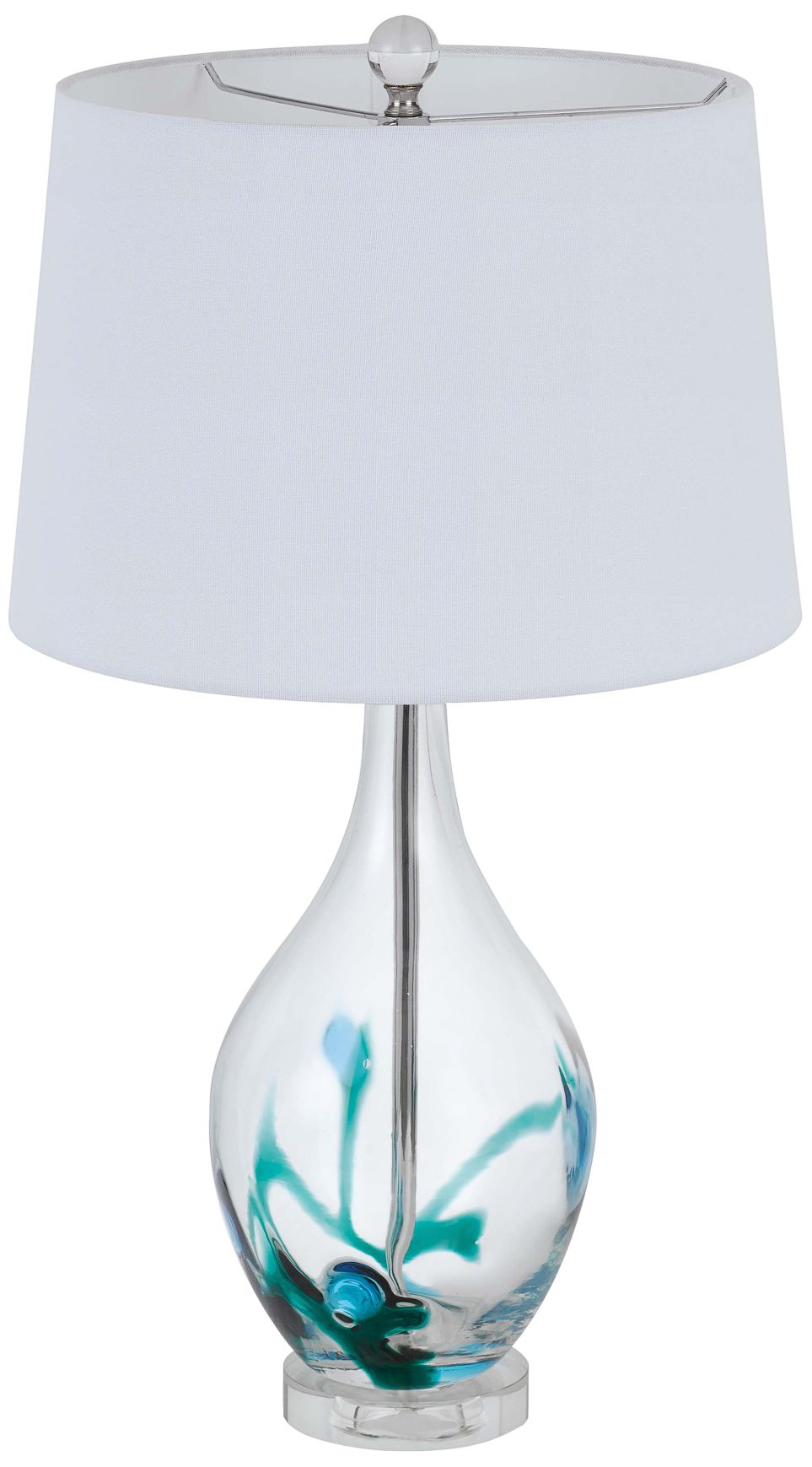 Cal Lighting Harlan 27 Clear Turquoise Art Glass Vase Table Lamp