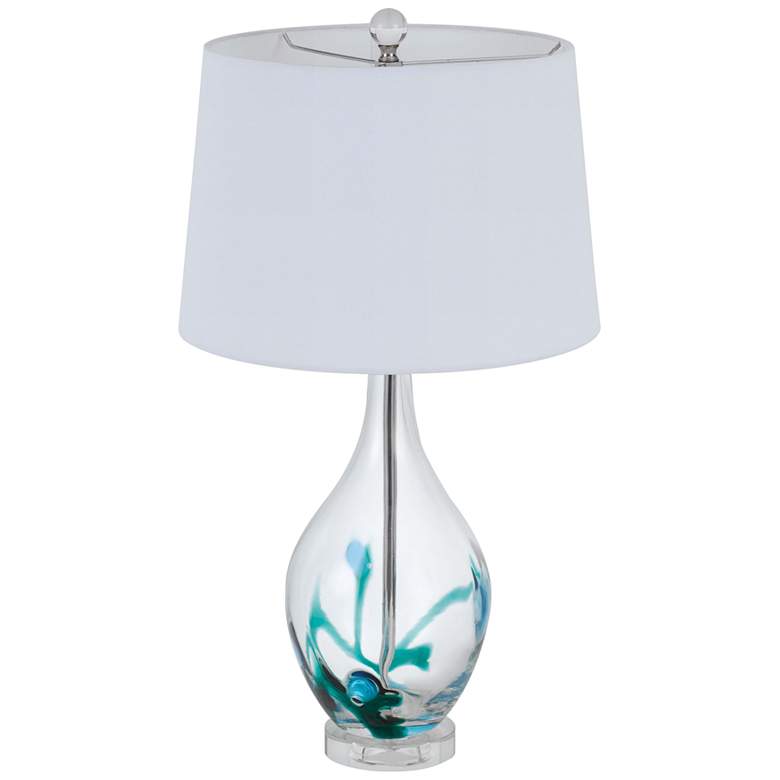 Image 2 Cal Lighting Harlan 27" Clear Turquoise Art Glass Vase Table Lamp