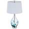 Cal Lighting Harlan 27" Clear Turquoise Art Glass Vase Table Lamp