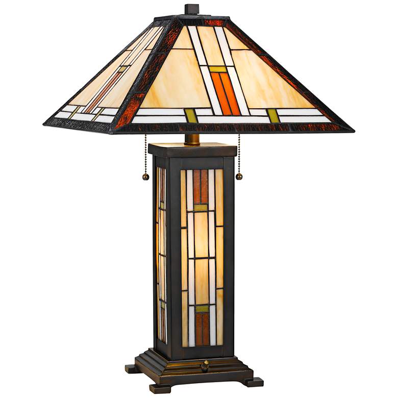 Image 1 Cal Lighting Kelton 24 1/2" Tiffany-Style Glass Night Light Table Lamp