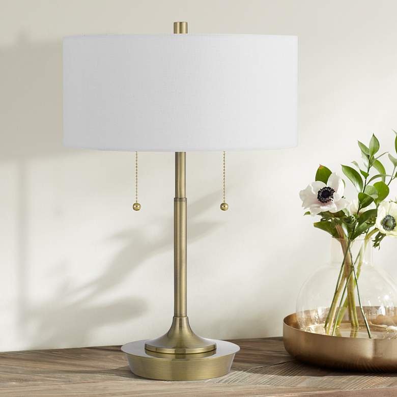 Image 1 Cal Lighting Kendal 20 inch Antique Brass Modern Metal Accent Table Lamp