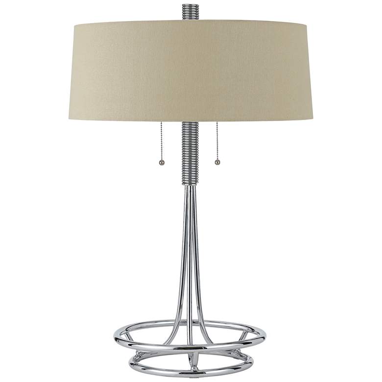 Image 1 Cal Lighting Lecce 30 inch Burlap and Chrome Metal Table Lamp