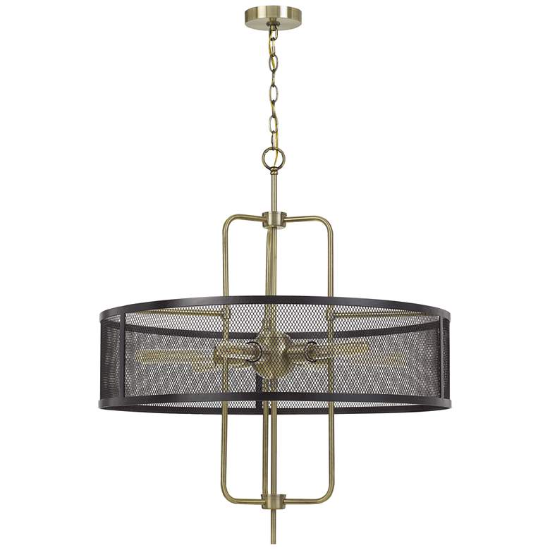 Image 2 Cal Lighting Leiden 28 inch Wide Brass and Black 6-Light Chandelier