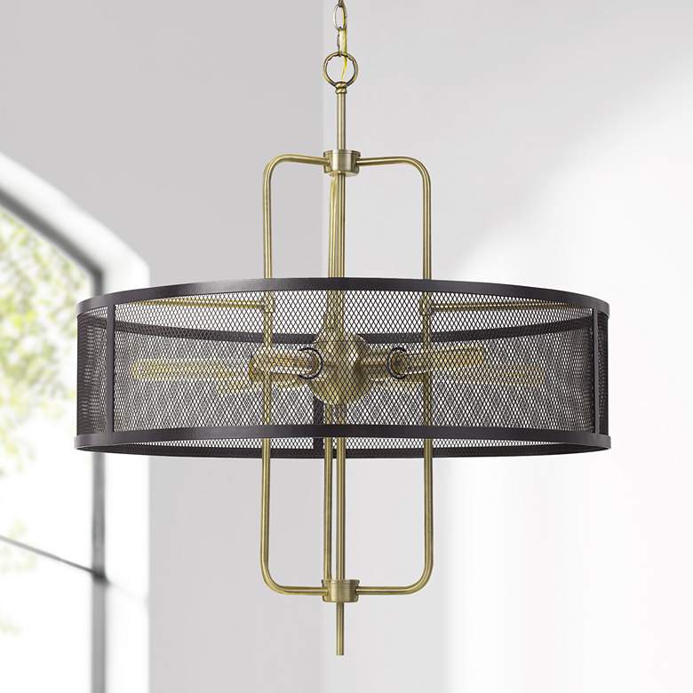 Image 1 Cal Lighting Leiden 28" Wide Brass and Black 6-Light Chandelier